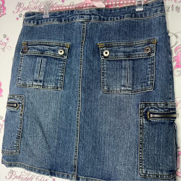 Bongo skirt cargo denim jean blue strappy buckles military y2k cute stretchy - Picture 6 of 9